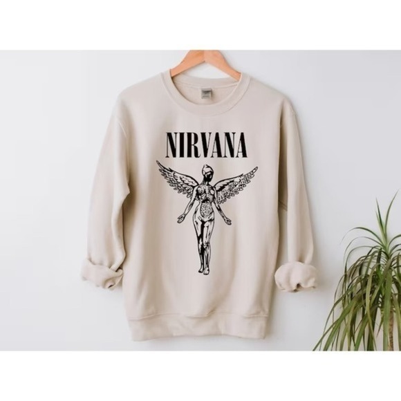 Nirvana Sweatshirt 90S Band Utero Nirvana Tour Kurt Cobain Sweatshirt 1 - Picture 1 of 4